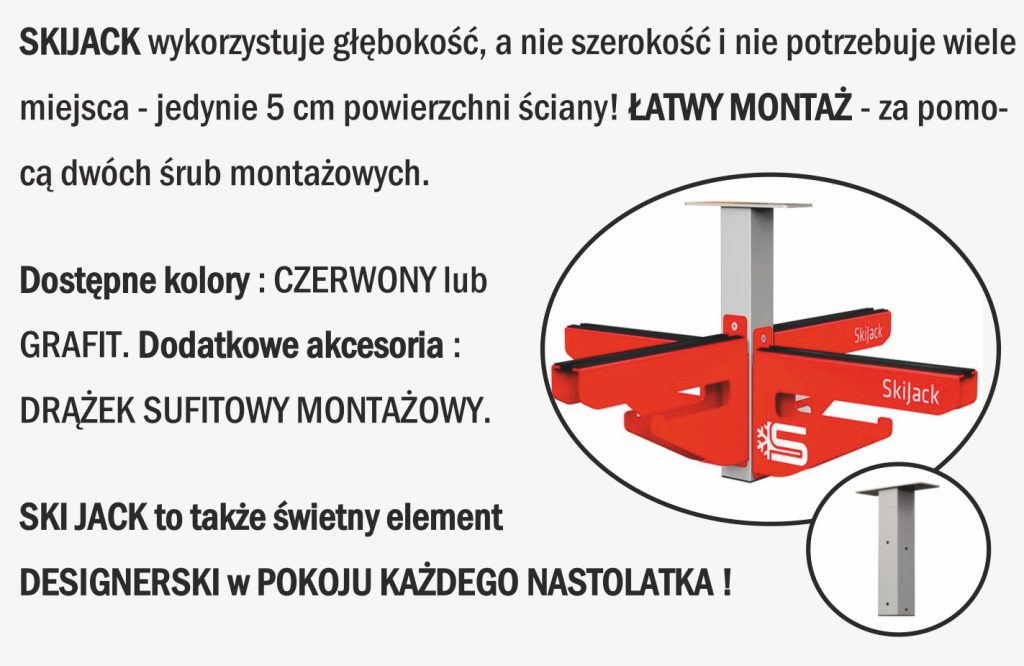 Drążek sufitowy  do montażu wieszaków na narty i kije